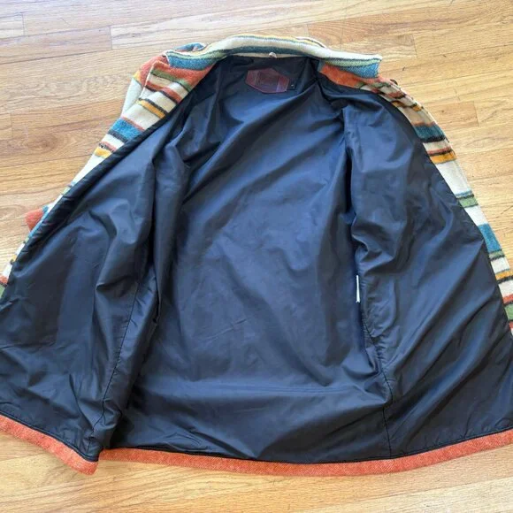 Vintage Woolrich Southwestern Stripe Women's Coat Medium Lined Wool Mohair - Picture 9 of 9